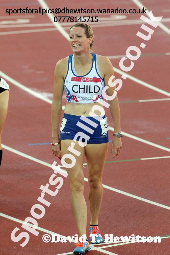 Eilidh Child (Scotland) 2nd in the 400 metres hurdles at the Commonwealth Games, Glasgow. Photo: David T. Hewitson/Sports for All Pics